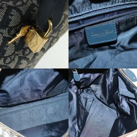 DIOR Trotter Canvas Boston Bag Navy Gold - Picture 11 of 12